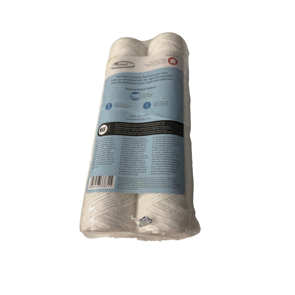 Whirlpool WHKF-WHSW Whole House Sediment Water Filter 2 Pack 5 Micron White